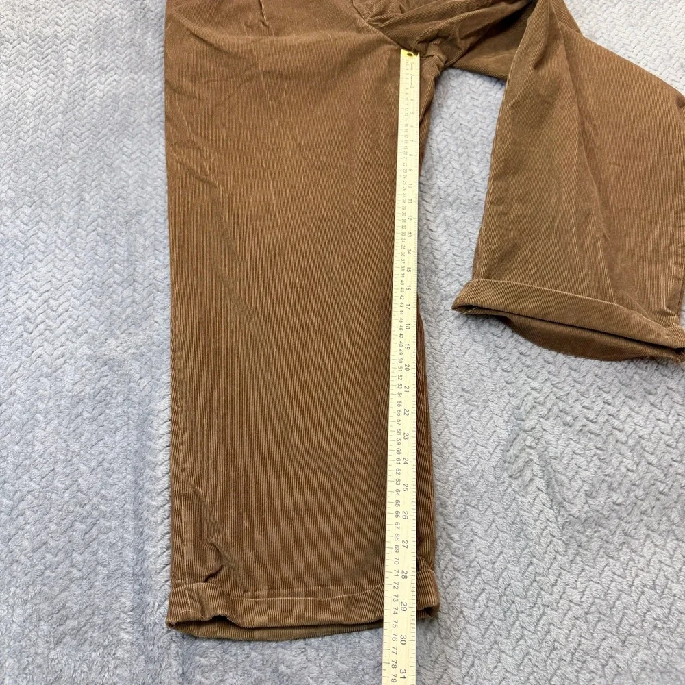 Lands' End Corduroy Pants‎ Mens 38x29 Brown Pleated Cuffed Wide Leg